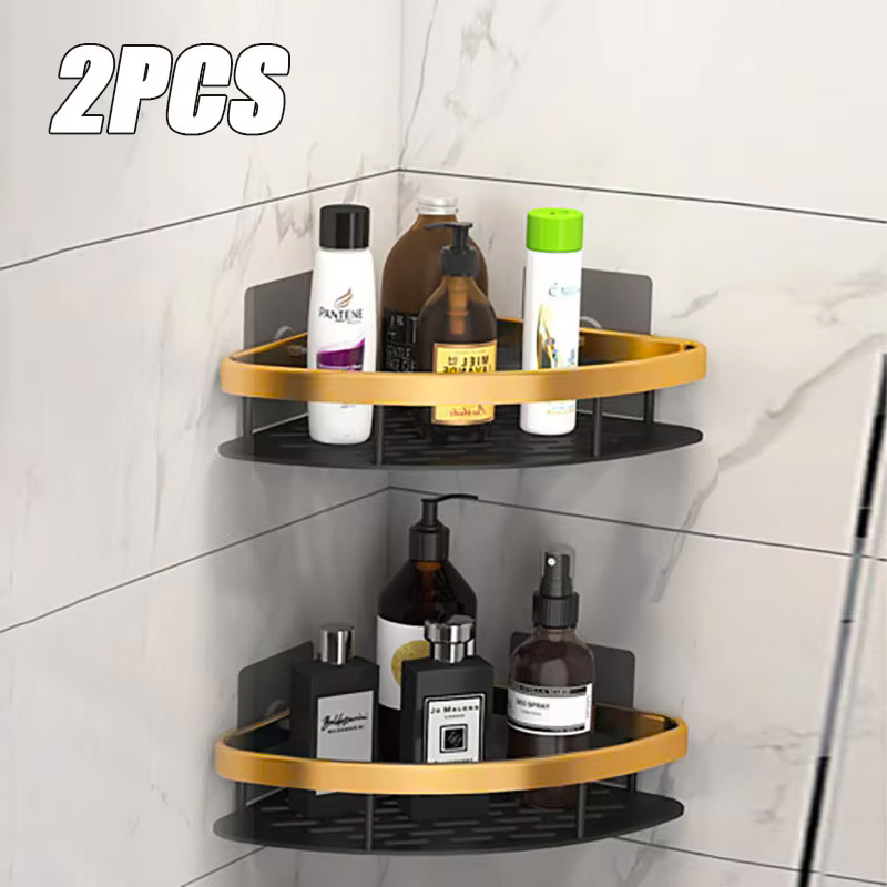 Bathroom Shelves Wall Mounted Non perforated Bathroom Shelf Shower Storage Shelf Kitchen Organizer Bathroom Corner Shelf: Yellow