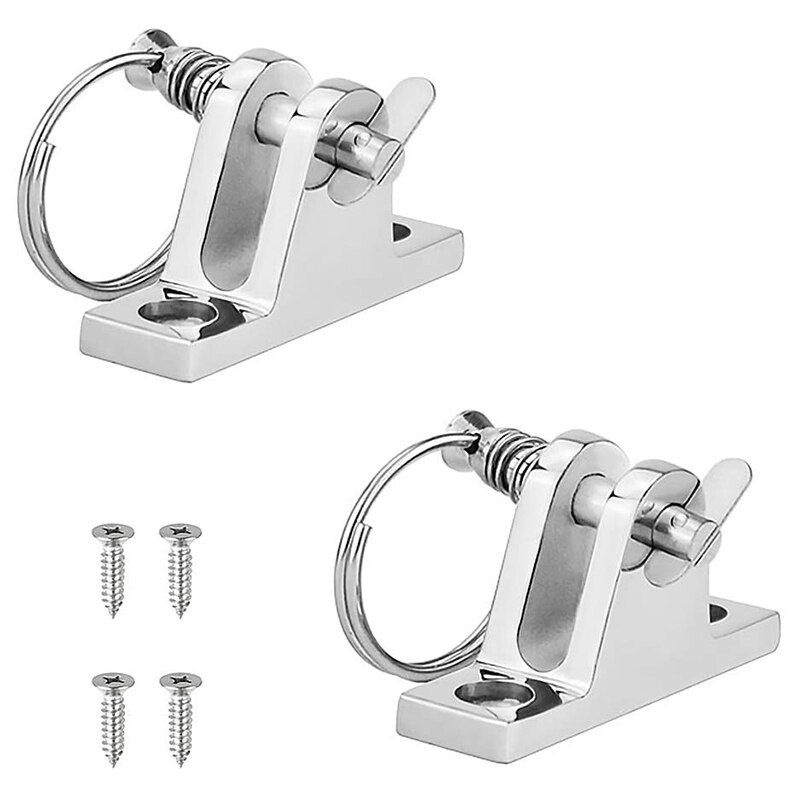 2 Pack Bimini Top 90°Deck Hinge with Removable Pin Marine Hinge Mount Bimini Top Fitting Hardware 316 Stainless Steel