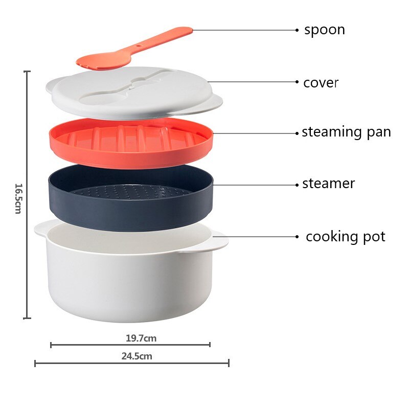 Microwave Oven Steamed Vegetable Container Four-in-one Steamer Rice Cooker Heating Multi-layer Steamer Steamer Rice Steam Box