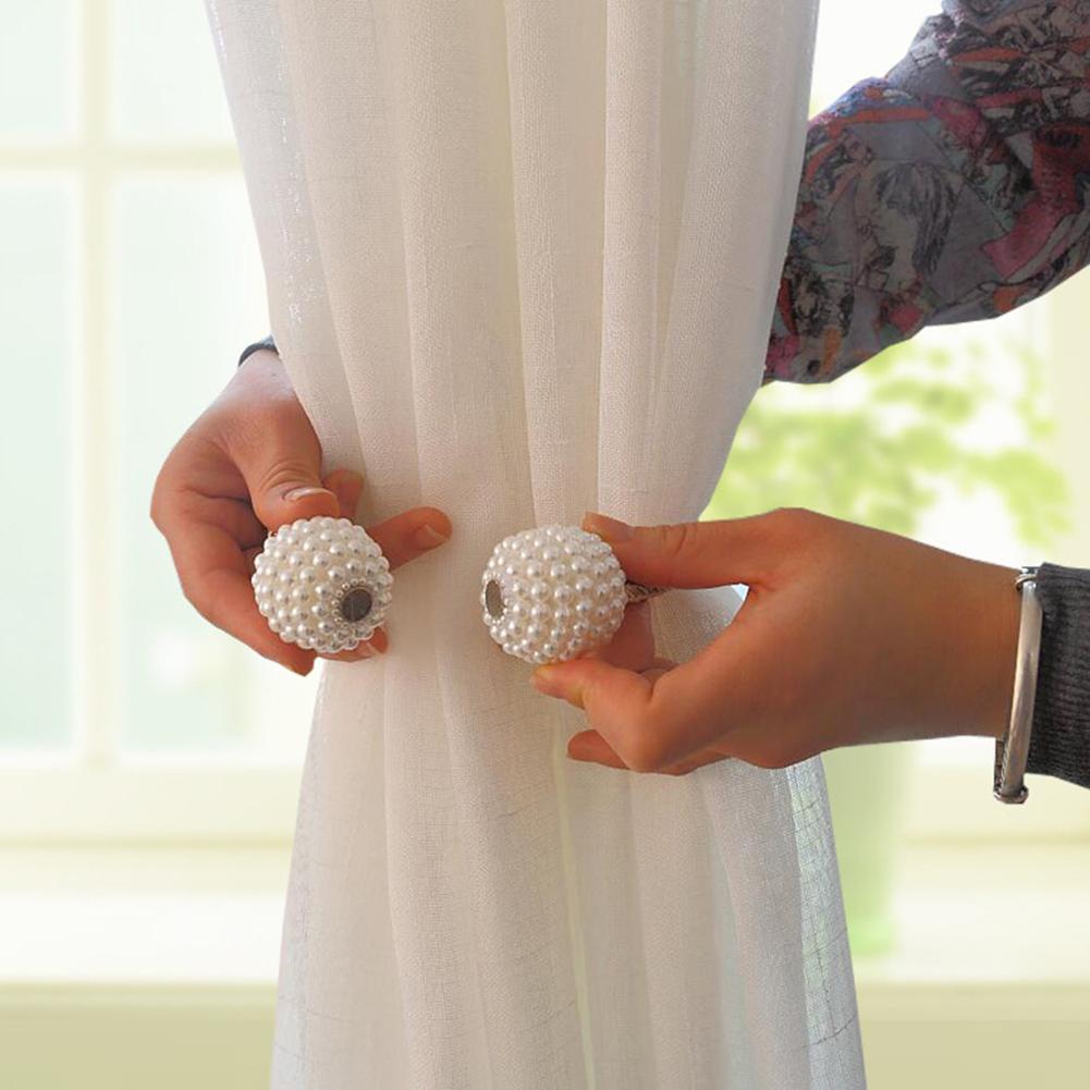 Abrazadera magnética para cortina, soporte de anillo para cortina, cuentas de perla de imitación, accesorios decorativos para el hogar