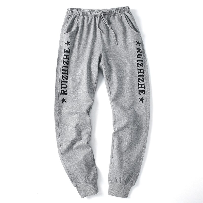 Bomull sport bukser bokstav trykt løpe menn joggebukser hip hop gym streetwear menn trening joggebukse 4xl: Grå / Xxxl