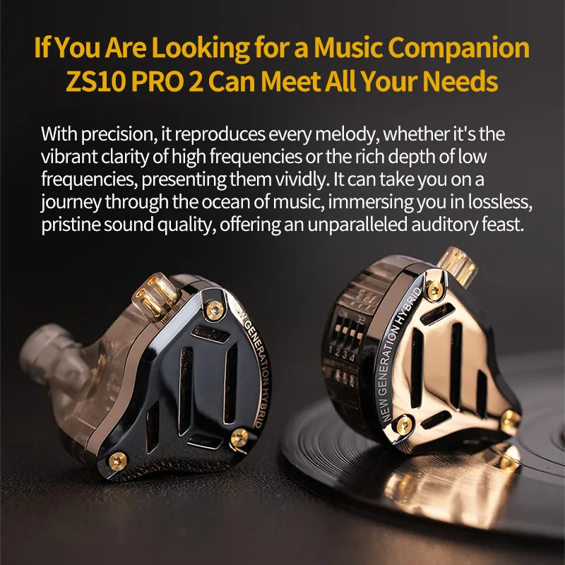 KZ ZS10 Pro 2 HIFI Metal Earphone In Ear Bass Earbud 4-Level Tuning Switch Headphone 2PIN Cable ZAS ZSX ZSNPRO AS16PRO ZS10PRO 2