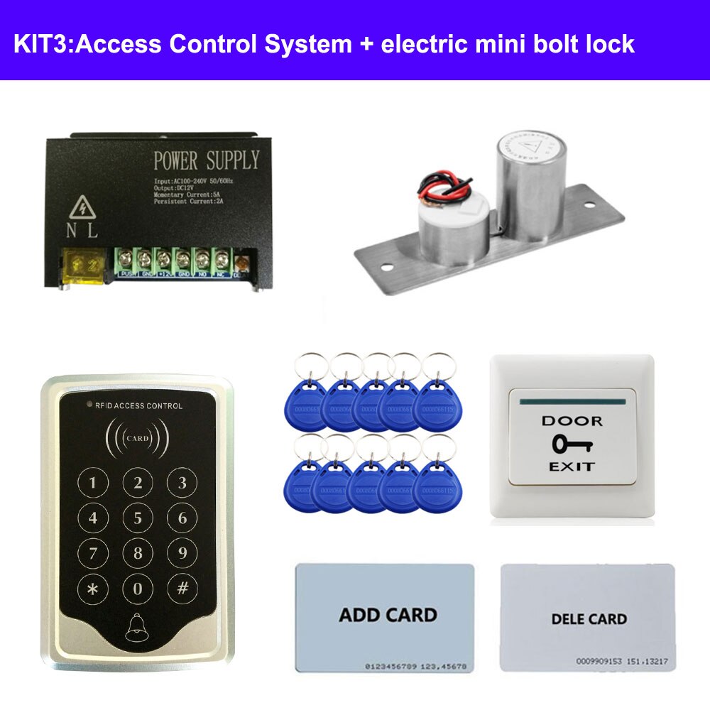 Access Control System DIY Kit + RFID ID keypad standalone controller + Power Supply +exit button + lock for various doors: KIT3