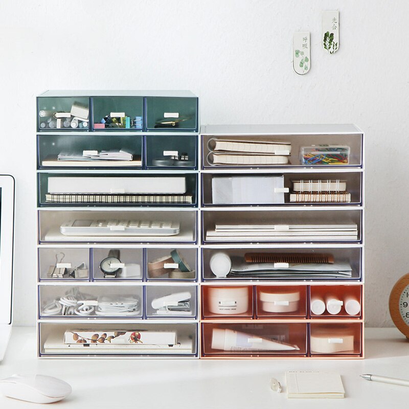 Empilable grande capacité boîte de rangement cosmétique maquillage tiroir organisateur bijoux maquillage conteneur bureau articles divers boîte de rangement