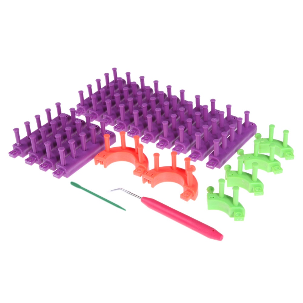 Knitting Loom DIY Spliced Loom Braided Frame Child Educational Long Ring Set with Hook Needles Knitting Woven Scarves Hats Socks