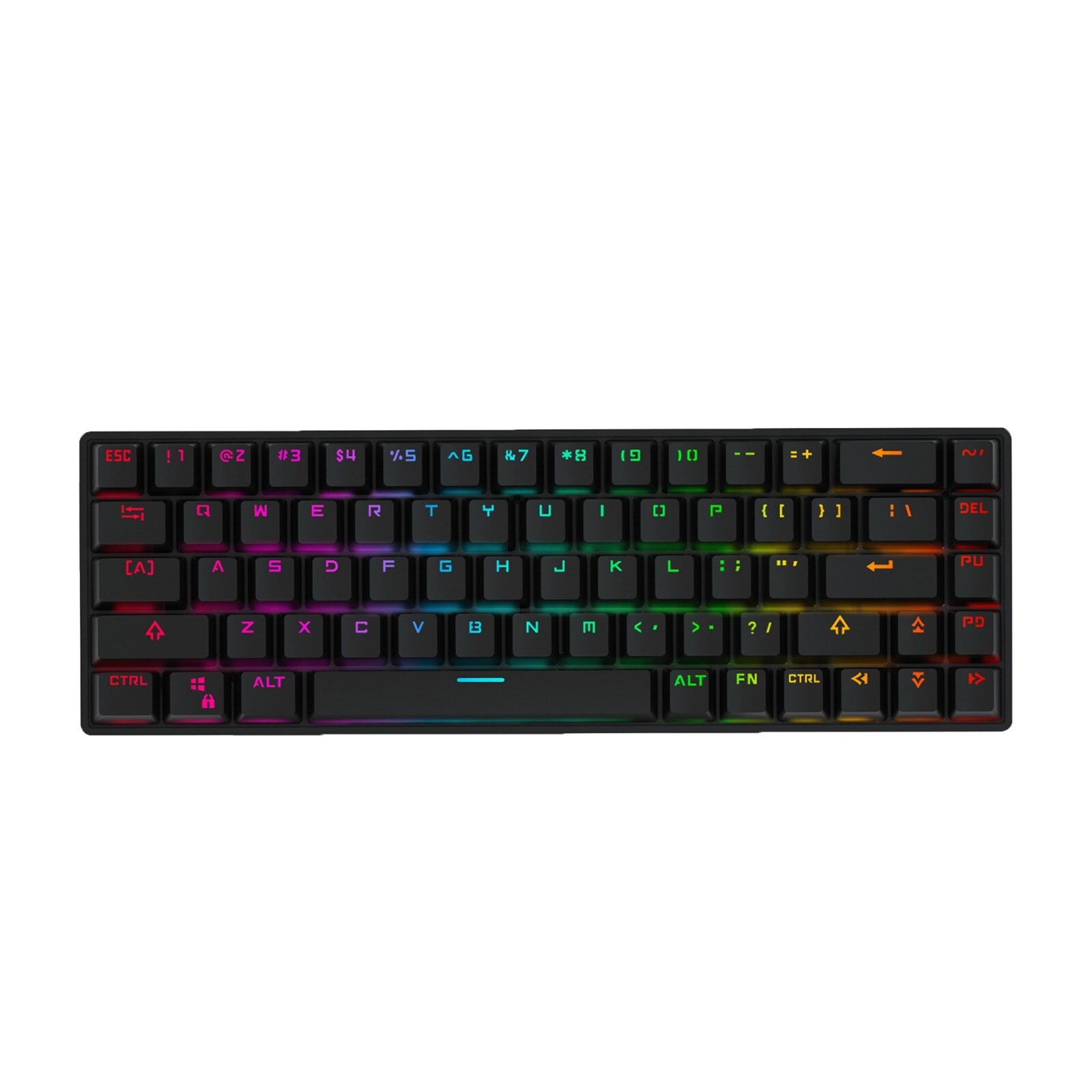 Bluetooth wireless USB wired dual-mode 68-key RGB backlit mechanical keyboard built-in rechargeable battery ergonomic: BK