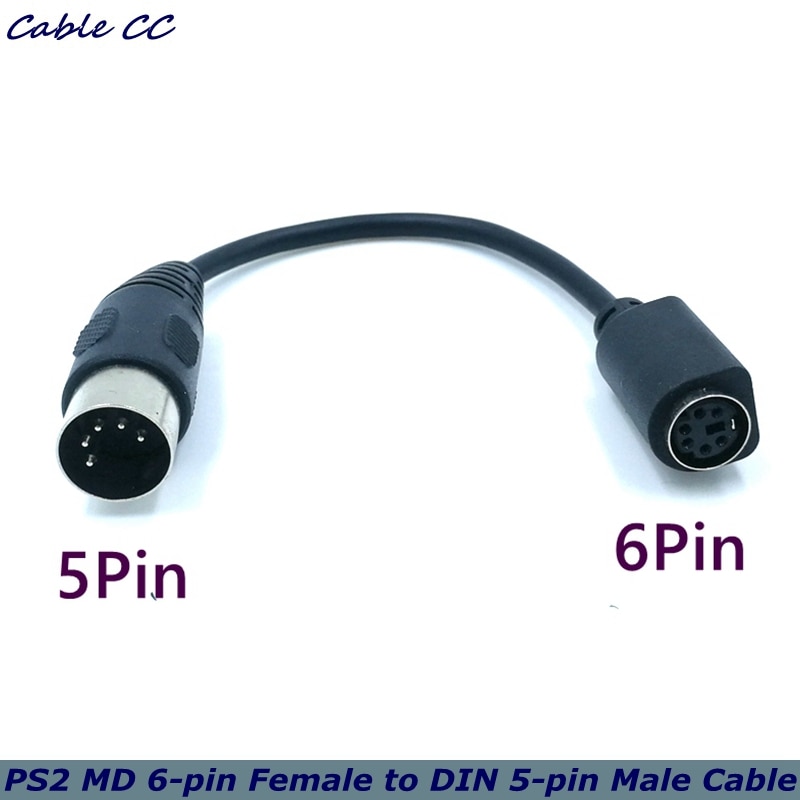 PS2 MD 6-pin Female to DIN 5-pin Male Cable 0.15m PS2 Keyboard and Mouse Transmission Cable 15cm