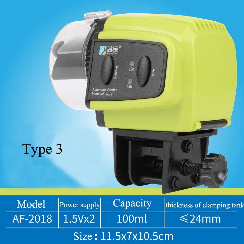 Adjustable Smart Automatic Fish Feeder Fish Tank Auto Feeding Dispenser with LCD Indicates Timer Aquarium Accessories Feeder: AF-2018