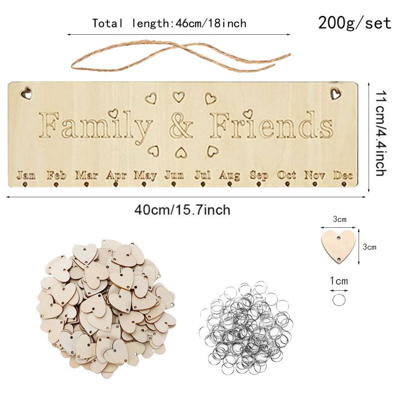 Hout Verjaardag Herinnering Board Ply Plaque Aanmelden Familie DIY Kalender Home Decor Speciale Data Herinnering Board
