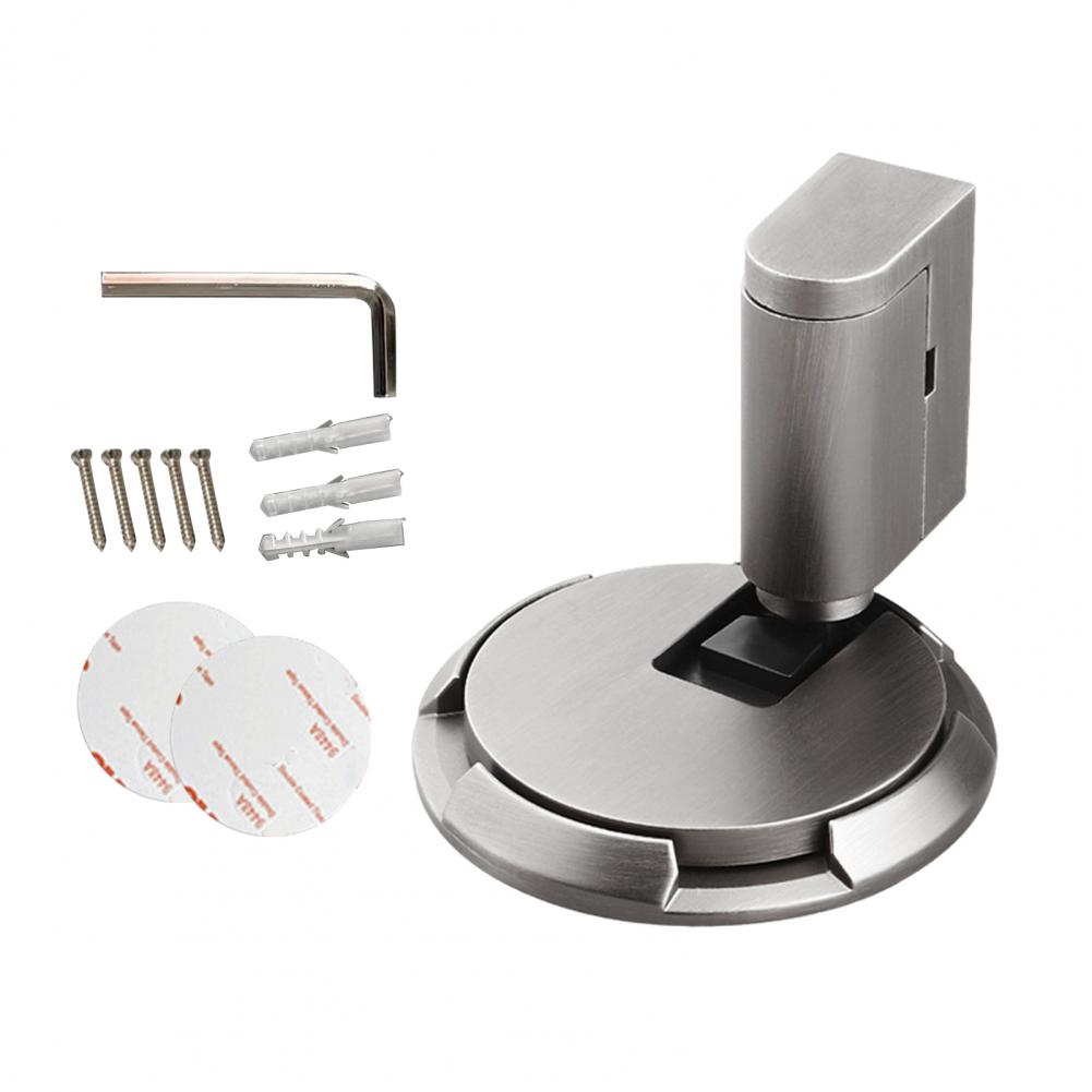 Magnetic Door Stopper No Drilling Silent Floor Door Stop with Screws Adhesive Adjustable Mechanical Magnetic Door Stopper: WHITE