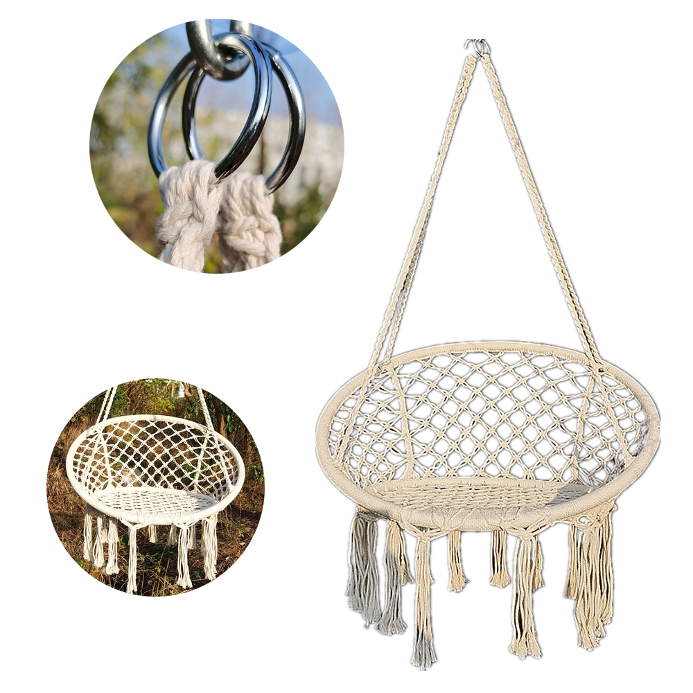 Hamac rond suspendu, nordique, tricoté à la main, intérieur et extérieur, dortoir, chaise de chambre à coucher, balançoire pour enfants, maison