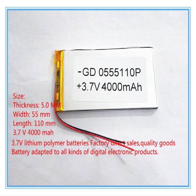 Beste batterij 3.7 V lithium polymeer batterij 4000 mah grote capaciteit PDA tablet PC MID 5055110