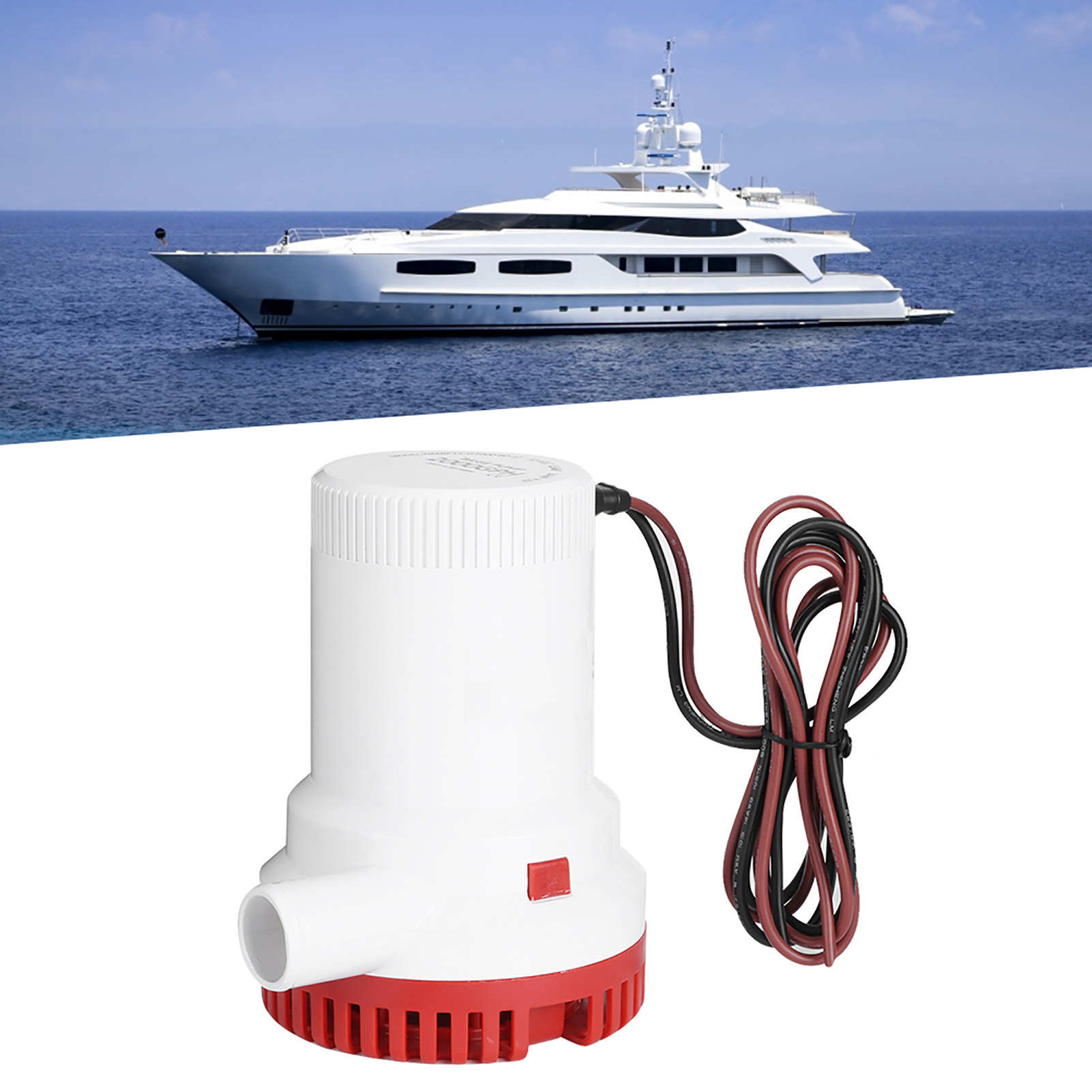 2000GPH Pompa wyładowcza wody w łodzi Ochrona przed zapłonem Elektryczna pompa zęzowa do jachtów Marine 12V