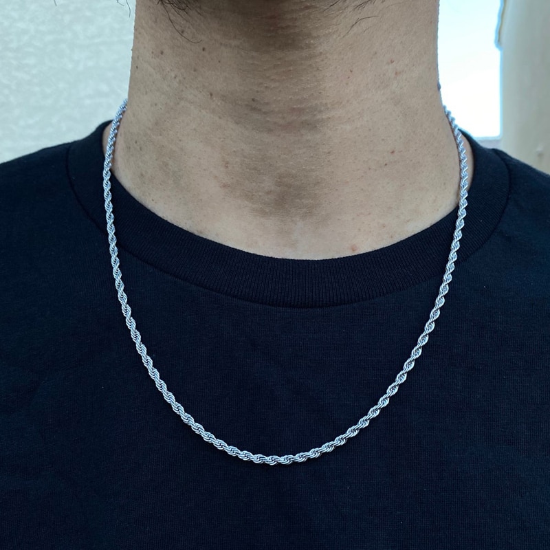 Mode Mannen Touw Ketting Ketting 3Mm Breedte Rvs Ketting Ketting Voor Mannen Sieraden Kraag Hombre: silver / 20inch(50cm)