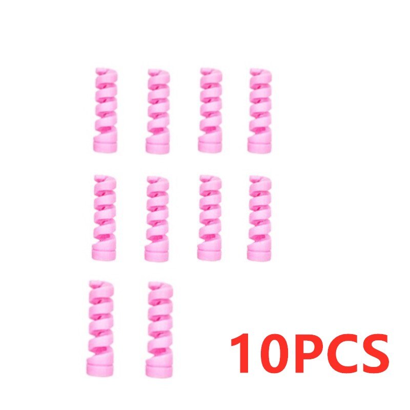 10 pièces protecteur de câble de charge pour téléphones support de câble couverture câble enrouleur pince pour USB chargeur cordon gestion câble organisateur: Rose
