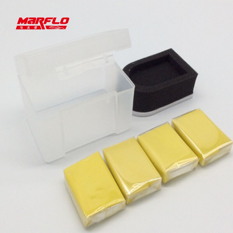 Marflo Magic Clay Bar 4 Stuks Met Spons Applicator Blauw Geel Auto Cleaning Clay Bar Auto Detailing Schoon Klei Door brilliatech: Yellow 4pcs