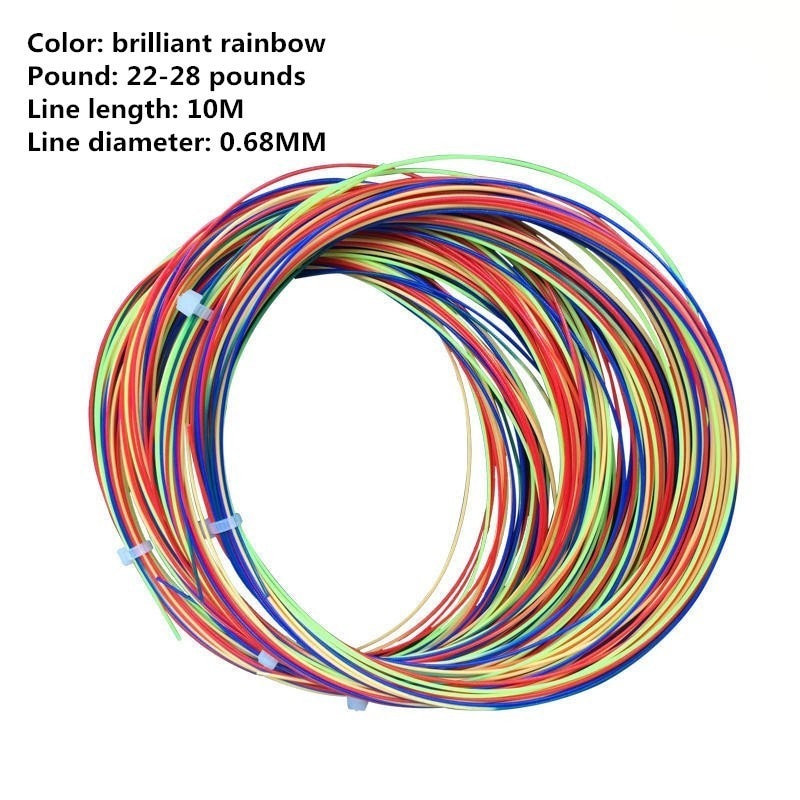 Superelastisk badmintonracket regnbågssträngar slitstarka inte lätt gå ner kilon nylon 0.68mm racketlinje  q1294 cmb