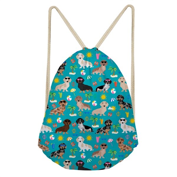 INSTANTARTS Drôle Chien Teckel Imprimé Cordons Sacs pour Adolescents Filles décontracté Softback Sac Sacs Grande Étudiants Sacs À Dos: H10803Z3