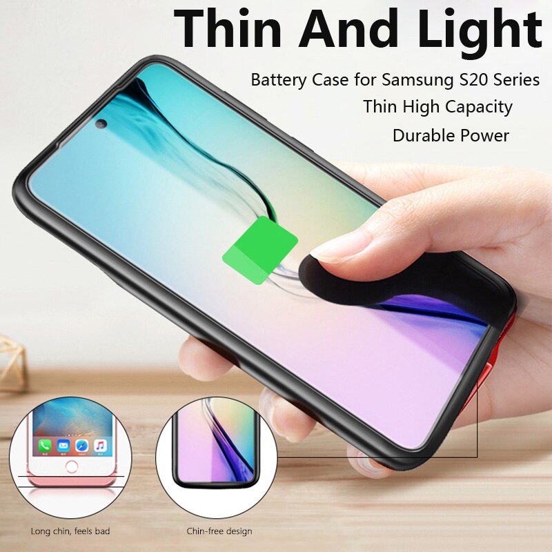 4800/6000 mah powerbank batterij oplader case voor samsung galaxy  s20 plus externe back-up batterij case voor samsung  s20 ultra plus