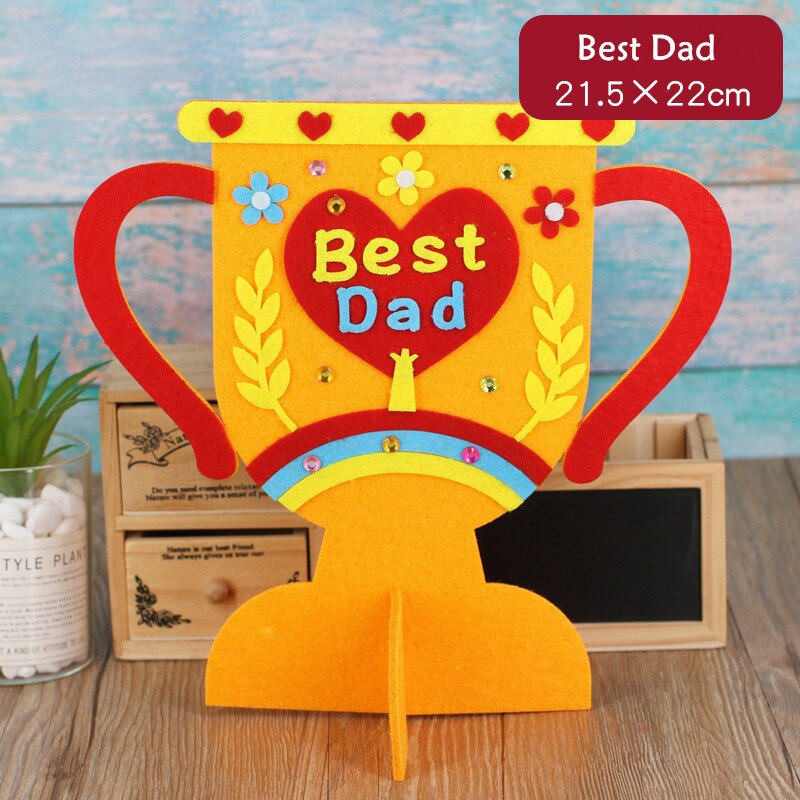 Trofeo papà Non tessuto fai-da-te regali fatti a mano per la festa del papà artigianato asilo giocattoli artigianali premio papà: 1 pcs Best Dad