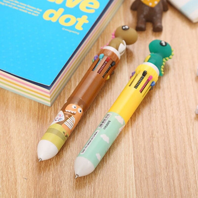 Creatieve 10 Kleuren Balpen Cartoon Schoolbenodigdheden Kantoorbenodigdheden Pennen Kawaii Multicolor Balpen Office Accessoires