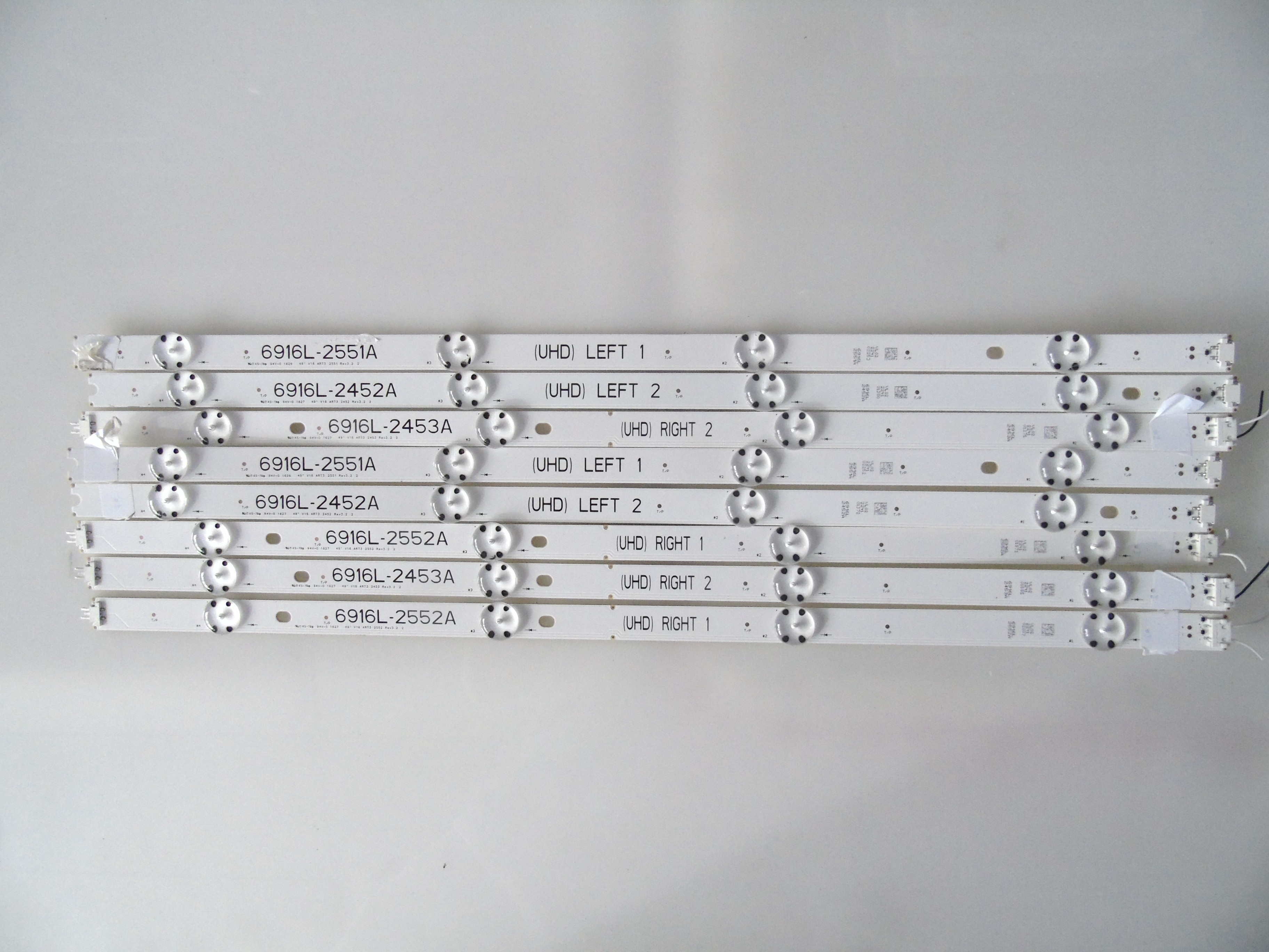 Kit 8 stk. led -baggrundsbelysning til  lg 49 tommer  tv 49 uh 6500 6916l-2452a 6916l-2453a 6916l-2551a 6916l-2552a