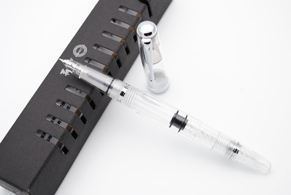 Wing Sung 618 Toso Piston Fountain Pen Transparent F Nib Ink Pen
