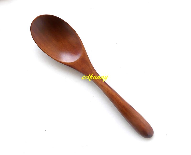 10 st/lot 17 x 3.5cm naturliga träskedar ovala teskedar träglass skopa kaffe mjölkpulver sked: Mörk färg