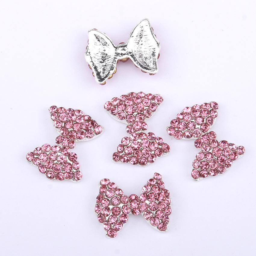 10 pièces Strass 3d ongle noeud papillon cristal ab perle nail art décoration métal bijoux à breloques pour ongles Y153 ~ 160