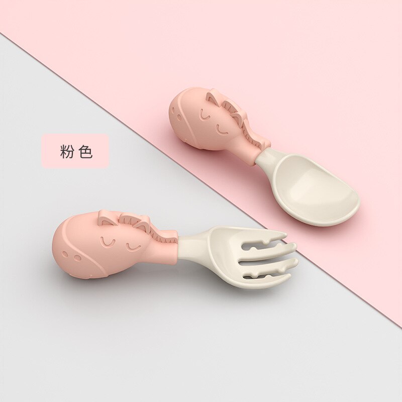 Plastic Soft Baby Spoon Fork Cute Elephant Dolphin Boy Girl Baby Learning Training Feeding Utensils Infant Children Tableware: model 3