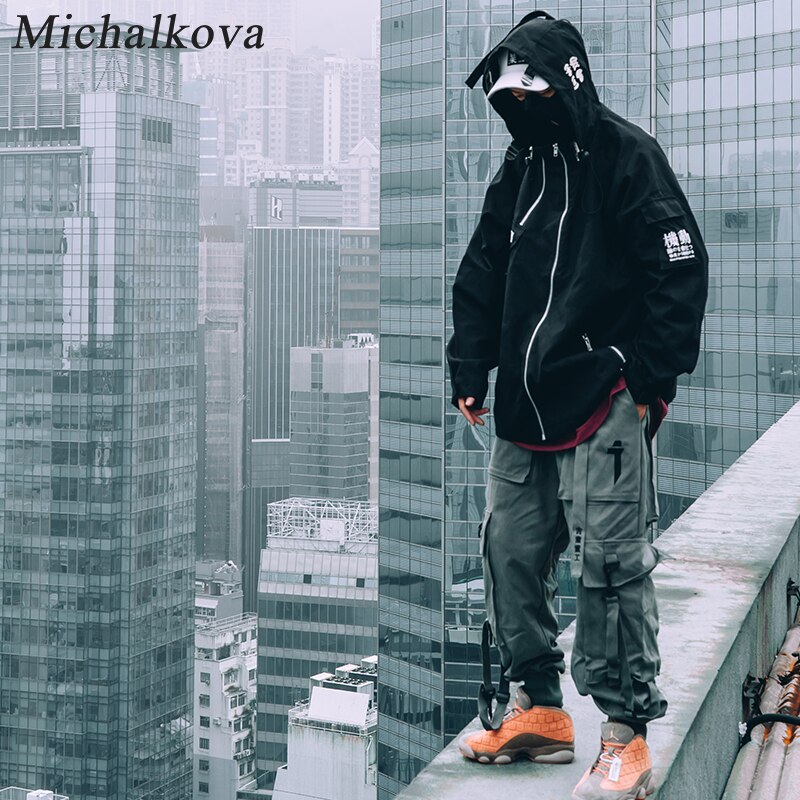 michalkova Air Force flying Functional streamer hip hop loose dark coat men's Japanese original night wind streamer