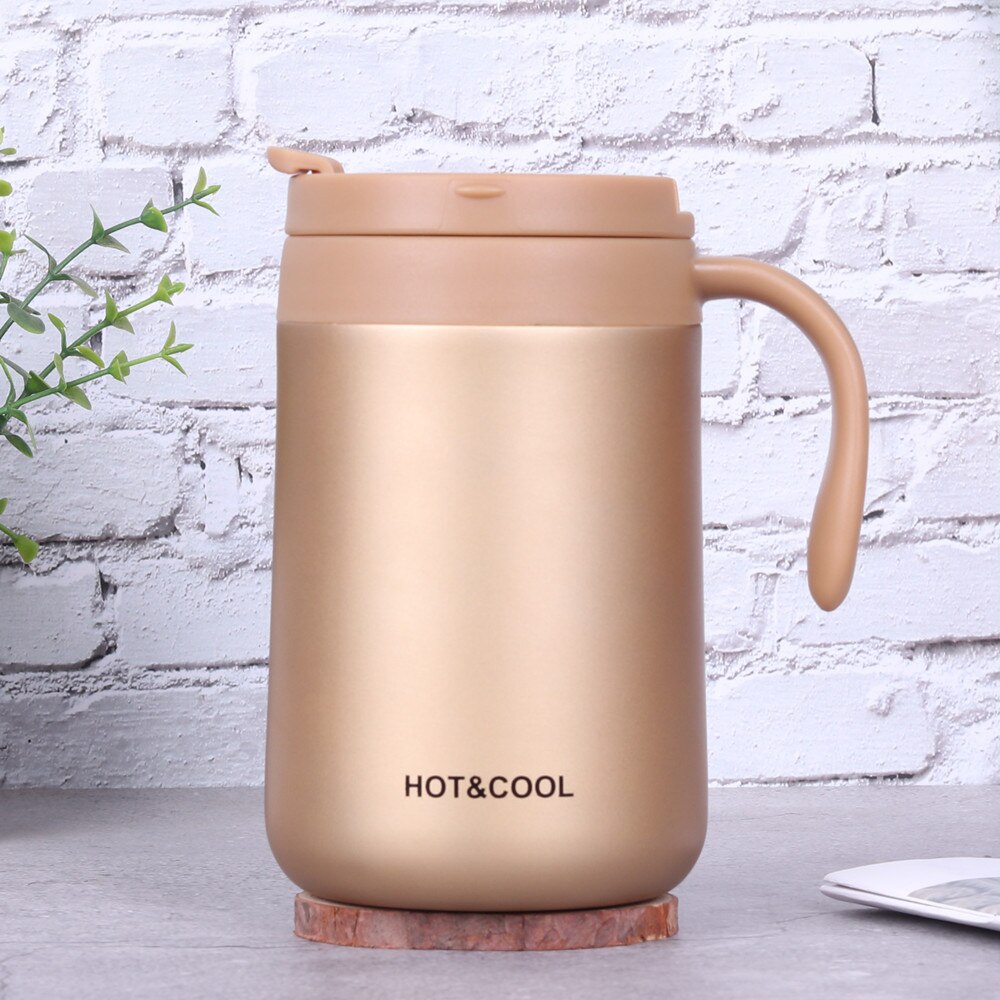 Simple office household thermos cup men and women lovely handle breakfast tea coffee stainless steel water cup