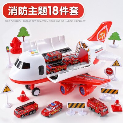 Kinderen Speelgoed Vliegtuig Grote Jongen Baby Politie Legering Auto Parkeerplaats Grote Vliegtuig Model Speelgoed Auto: Fire car