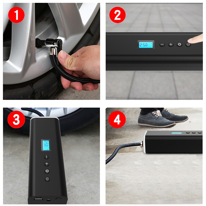 Wireless Car Air Compressor Protable Electric Car Air Pump 150PSI Mini Tire Inflator Auto Tyre Pumb With LED Light