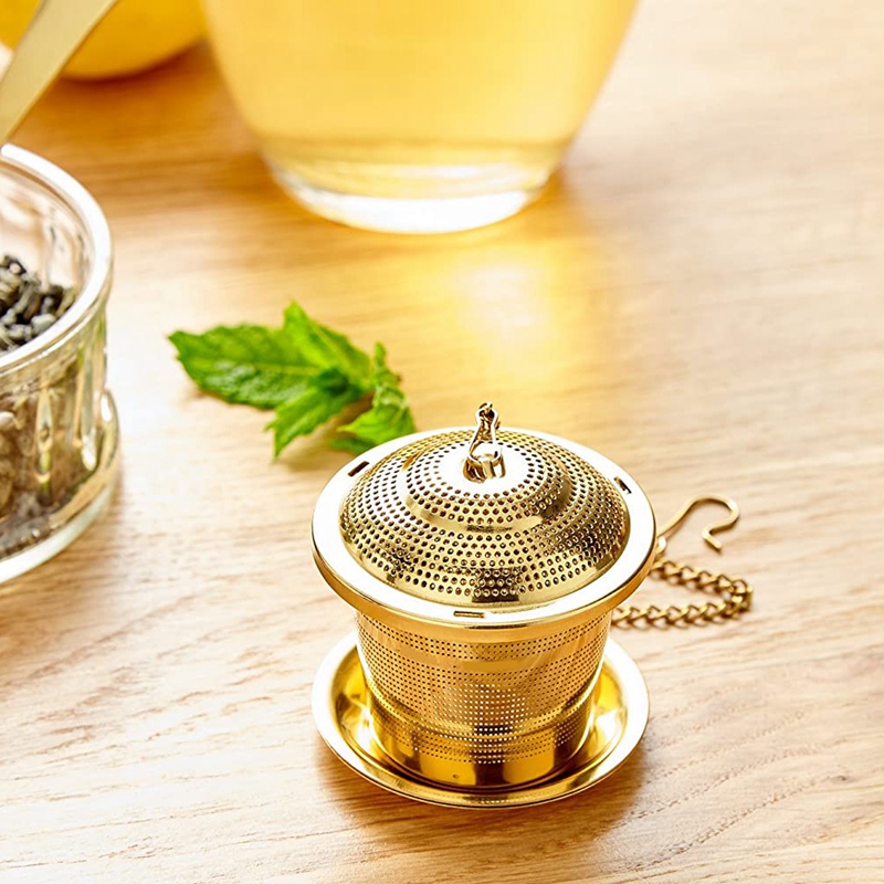 Loose Leaf Tea Infuser (Set of 2) with Tea Scoop and Drip Tray - Ultra Fine Stainless Steel Strainer &amp; Steepe