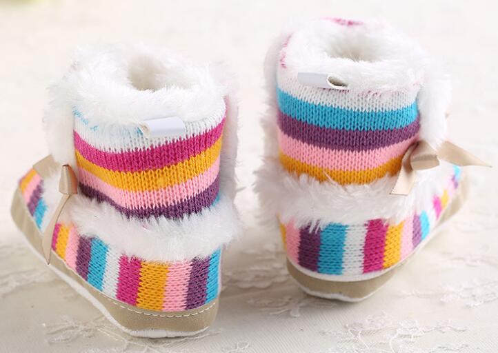 Baby laarzen pasgeboren meisjes baby schoenen prewalkers crib schoenen antislip bont winter warme schoenen regenboog SandQ Baby