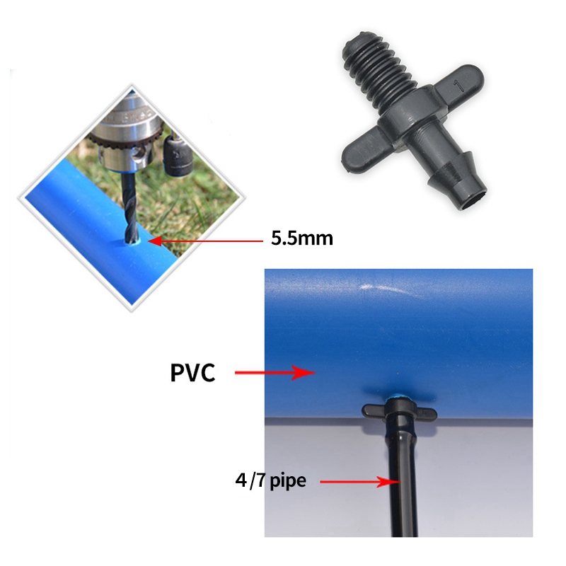 50pcs Garden Water Barbed Connectors Irrigation Dripper Sprinkler 4/7mm Tubing Fittings for Flower Plant Micro Drip Irrigation