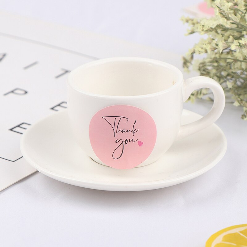 10Sheets Beautiful Circle Pink Thank You Stickers Wedding Stickers for Baking Party Envelope Bottle Drink Seal Label Stickers