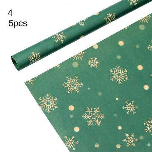 5Pcs Packing Paper Disposable Eco-friendly Practical Lovely Pattern Printed Kraft Christmas Wrapping Paper for Festival: 4