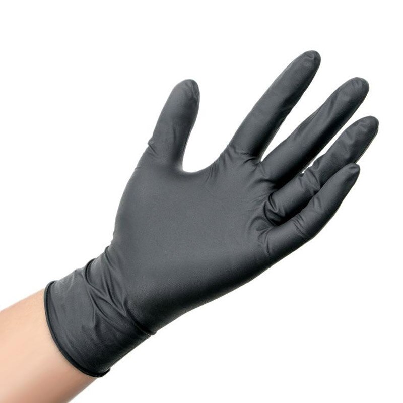 100/20 stk. latex nitrilhandsker til engangsbrug universal rengøringsarbejde fingerhandsker beskyttende for sikkerhed sort  st04