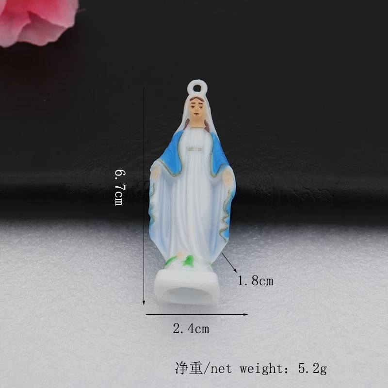 Icône de Religion chrétienne catholique Saint Saint Saint lumineux bleu peint vierge marie bijoux porte-clés