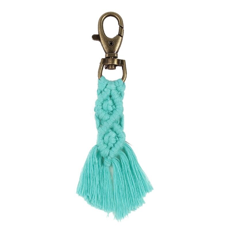 Mini Macrame Keychains Boho Macrame Bag Charms with Tassels Handcrafted Accessory for Car Key Purse Phone Wallet Unique Wedding: Green