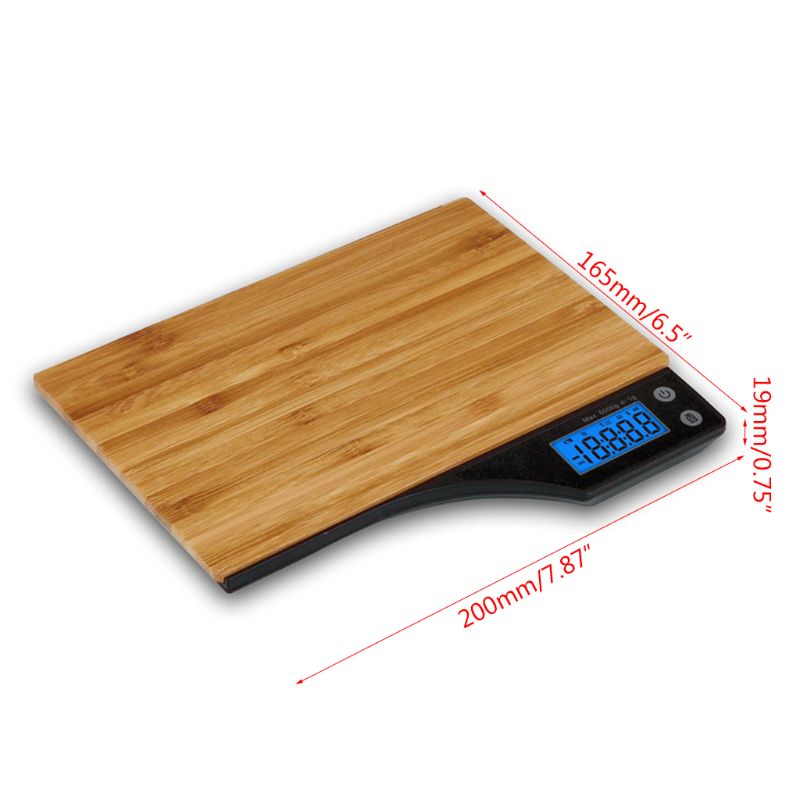 Kitchen Scale 5kg Blue Backlight Electronic Scale Jewelry Food Balance Weight Pocket Scale Portable Bamboo Panel Digital