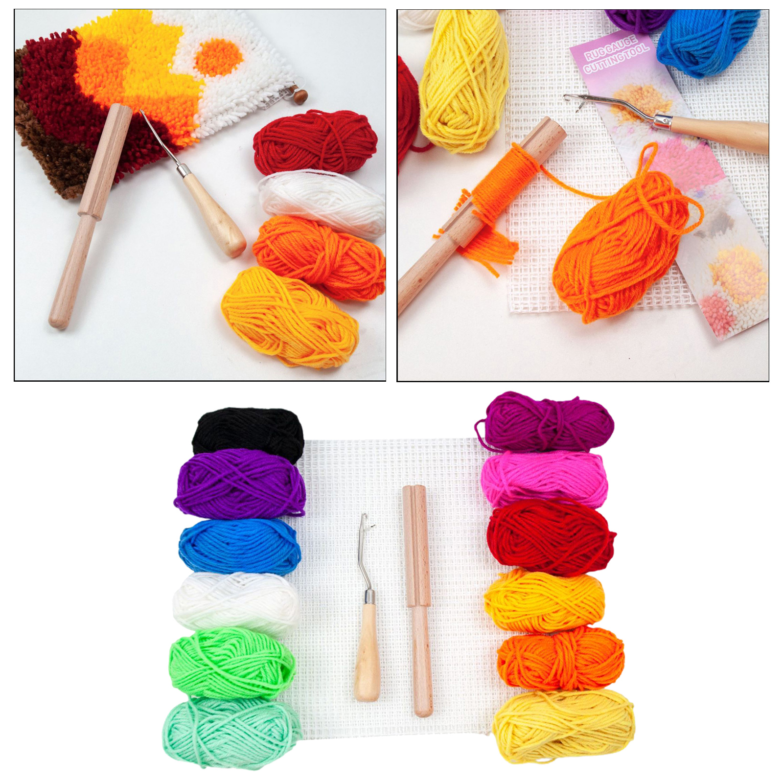 Latch Hook Rug Yarn Kits for Beginners Supplies Carpet Making Sewing Kit