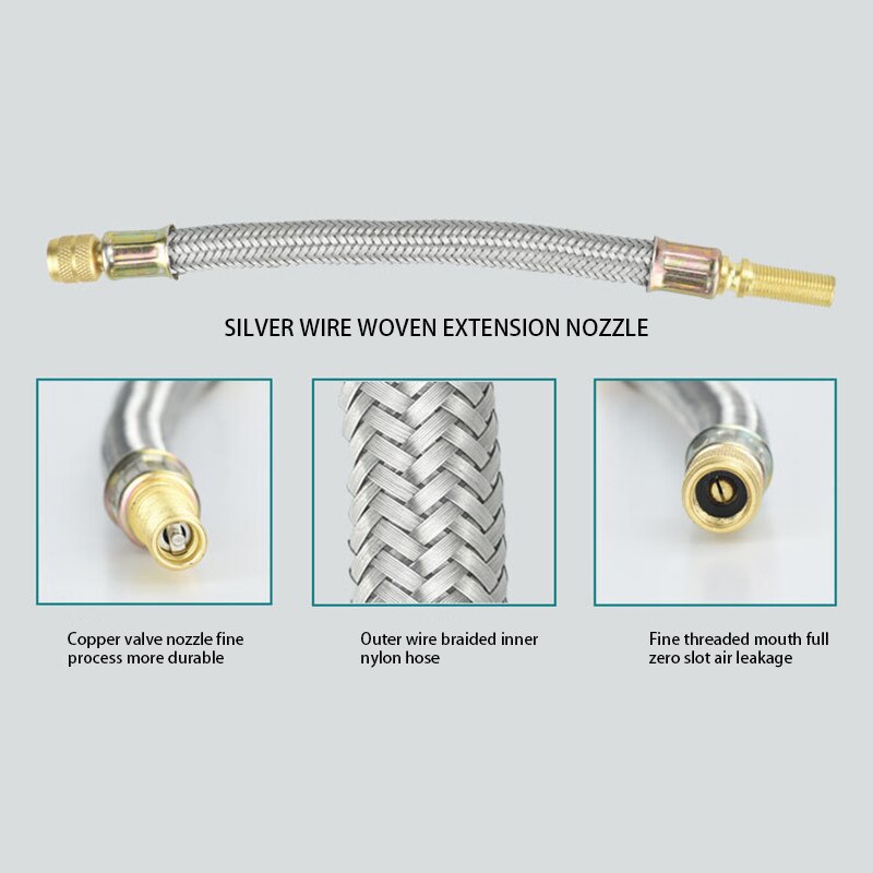 150mm Geflochtene flexibel Schlauch Reifen Ventil Aufblasbare Gummi Schlauch Stahl Draht Auto Räder Reifen Ventil Vorbauten Erweiterungen Rohr Adapter