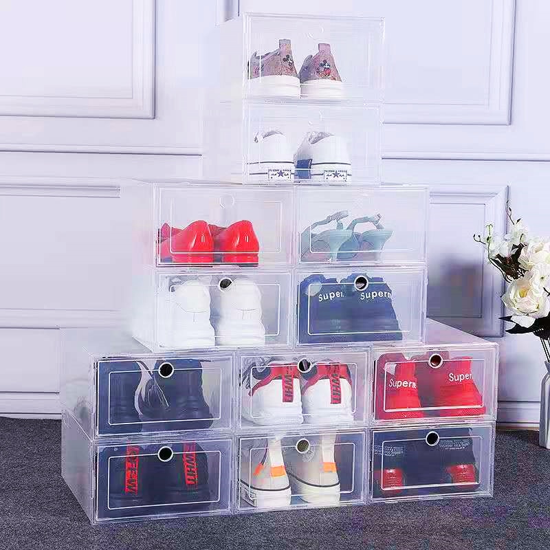 6 unids/set doble zapatos de plástico caso engrosada transparente cajón caso caja de plastico para zapatos caja apilable organizador de zapatos caja de zapatos