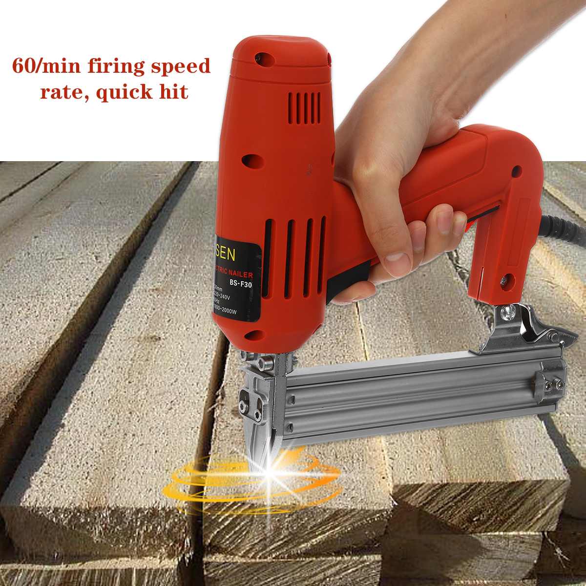 F30 Electric Nail Gun Nailer Stapler Wood Tools Heavy-Duty Framing Woodworking Electric Tacker Furniture Staple Power Wood Tools