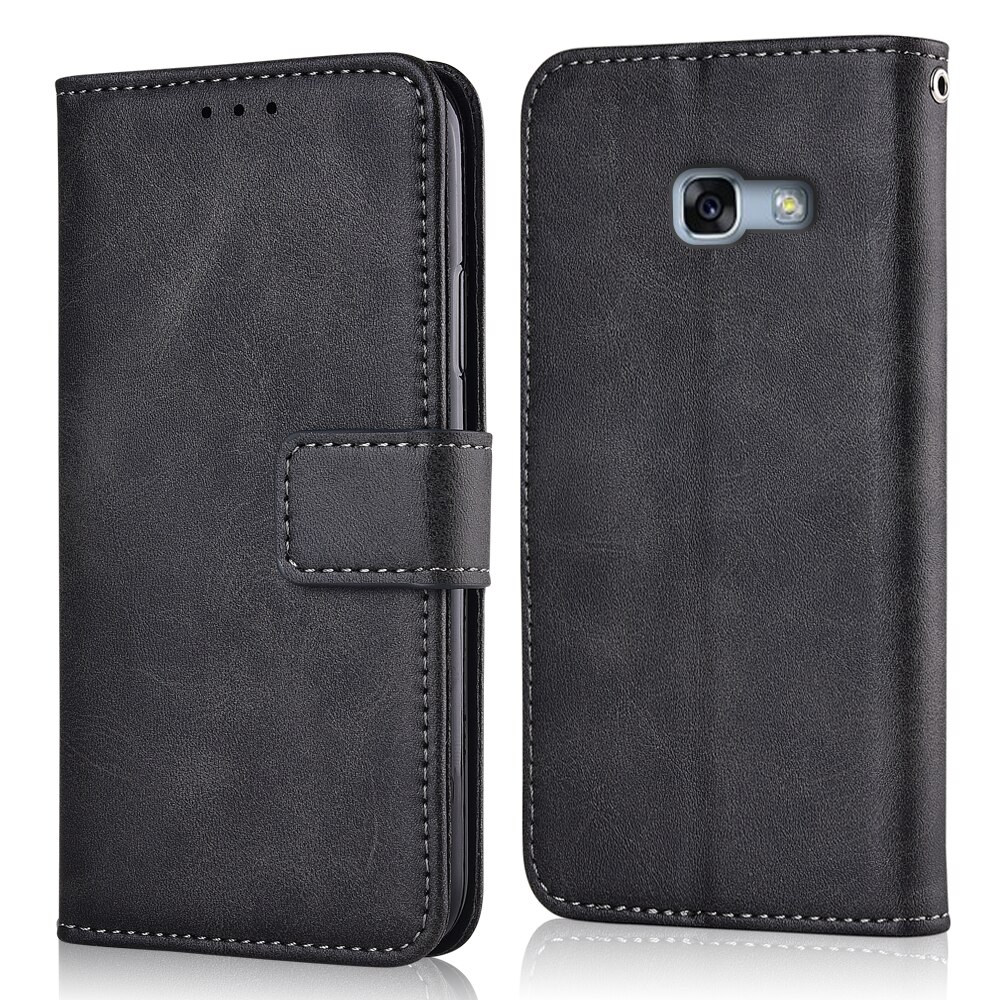 On Galaxy A5 Leather Wallet Case For Samsung Galaxy A5 A520 A520F SM-A520F Cover Phone Bag For Samsung Galaxy A5 Case: niu-Dark Grey