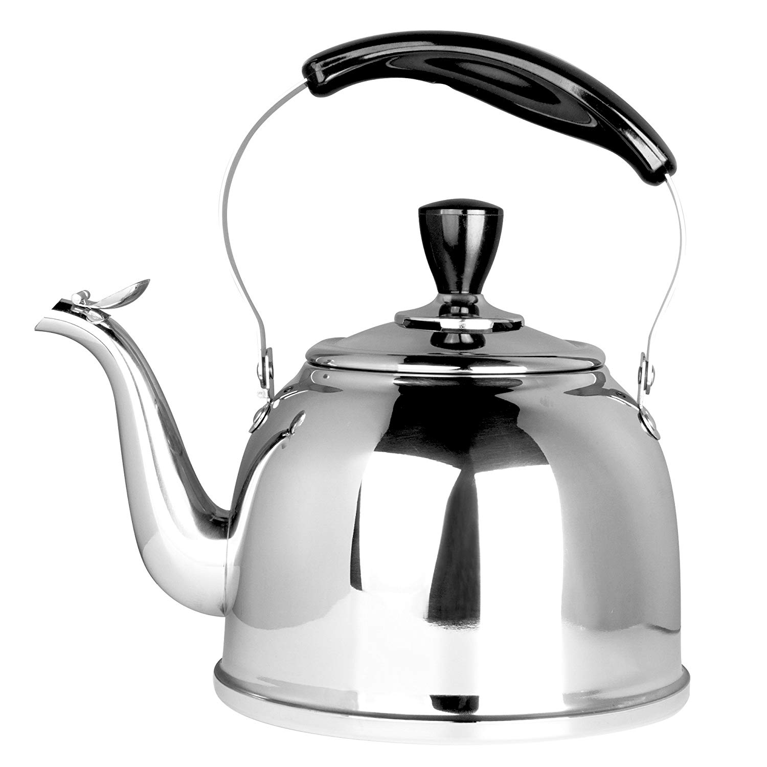 Rostfritt stål visslande tekanna spis topp tekanna gryta, tunn bas, lätt, snabbt kokande , 2l: Default Title