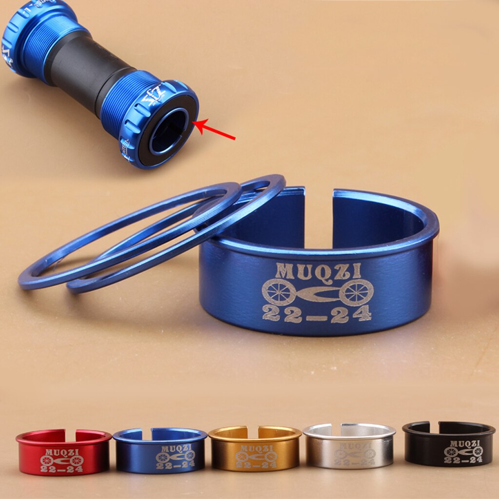 Bicycle Bike Bottom Bracket Adjustable Washer 24mm to 22mm Axis Conversion Sleeve Set